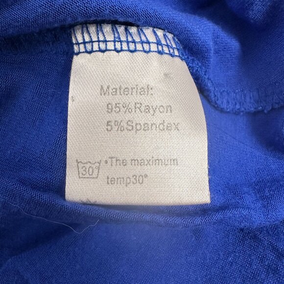 Womens Longyuan Blue Short Sleeve Pleated Top Size XL Rayon & Spandex - Picture 4 of 5